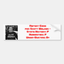 Scott Walker Report Card Bumper Stickers