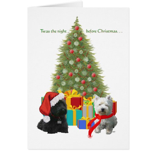 scottie and westie christmas tree cards zazzle scottie and westie christmas tree cards zazzle