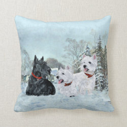 Scottie and Westies - Terrier Winter Pillow