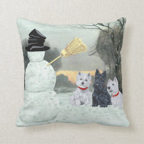 Scottie and Westies - Terrier Winter Pillow