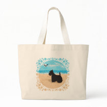 Scottie at the Beach with Seagull Canvas Bags