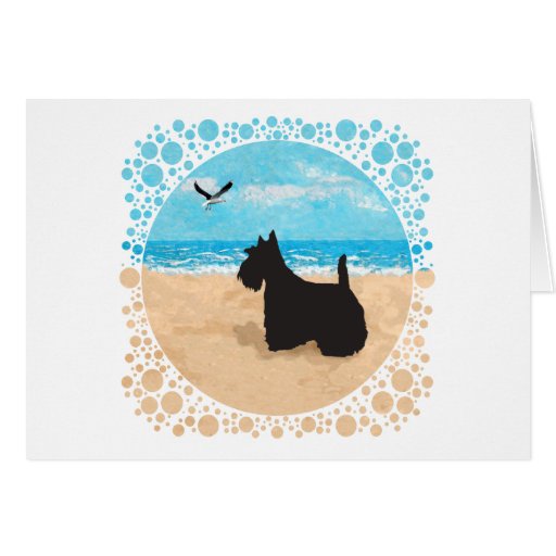 Scottie at the Beach with Seagull Card
