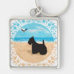 Scottie at the Beach with Seagull Keychains