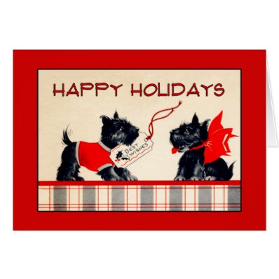 Scottie Dog Happy Holidays Christmas card