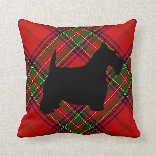 Scottie Dog on Plaid Throw Pillow Zazzle