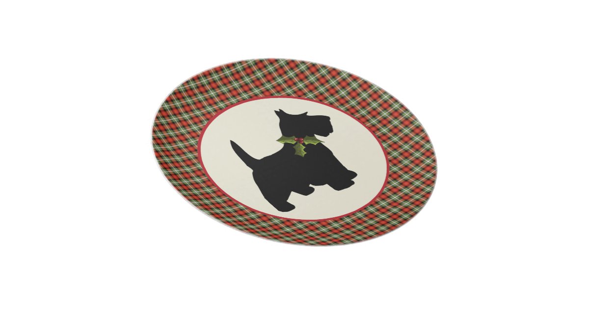 scottie-dog-scotch-plaid-christmas-dinner-plate-zazzle