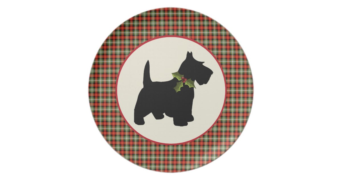 scottie-dog-scotch-plaid-christmas-dinner-plate-zazzle