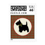 Scottie Dog Scotch Plaid Christmas Stamps