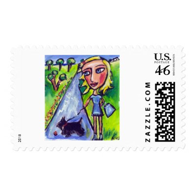 Scottie lady in blue postage by zadajeanne