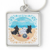 Scottie & Westie Pups at the Beach Keychain