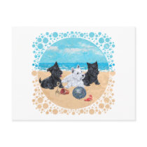 Scottie & Westie Pups at the Beach Postcards