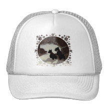 Scotties on Surreal Winter Night Hats