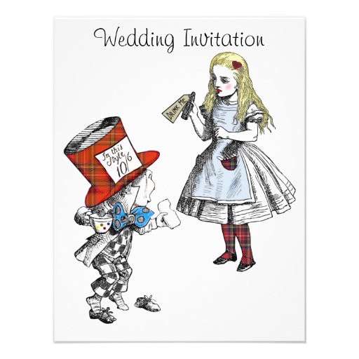 Scottish Alice in Wonderland Wedding Invitation