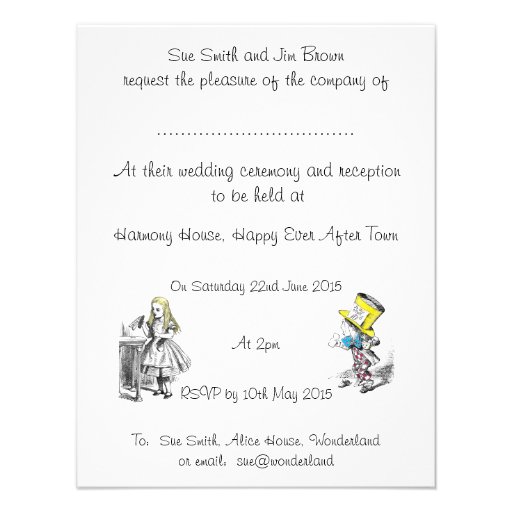Scottish Alice in Wonderland Wedding Invitation