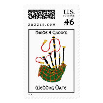 Scottish Bagpipe Wedding Postage Stamp by frugalbride Scottish Bagpipe Wedding Postage Stamp