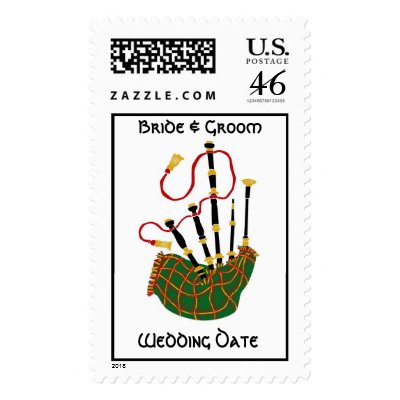 Scottish Bagpipe Wedding Postage Stamp