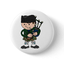 Scottish bagpiper playing bagpipes pinback button