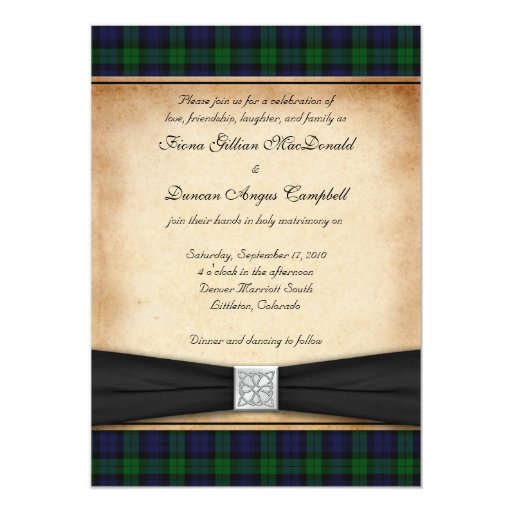 Scottish Black Watch Tartan Wedding Invitation Zazzle