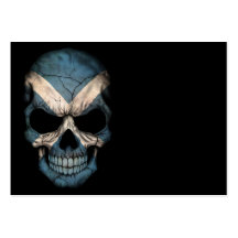 Scottish Flag Skull on Black Business Card