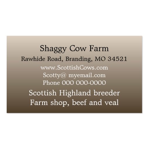 Scottish Highland cattle ~ biz card Business Card (back side)