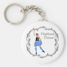 Scottish Highland Dancer Celtic Knotwork Blue Keychains