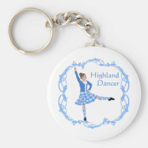 Scottish Highland Dancer Celtic Knotwork Blue Key Chain