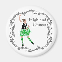 Scottish Highland Dancer Celtic Knotwork Green Refrigerator Magnets