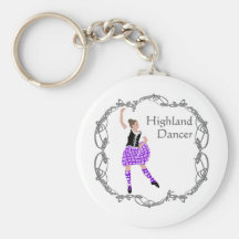 Scottish Highland Dancer Celtic Knotwork Purple Keychains