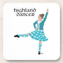 Scottish Highland Dancer - Turquoise Coaster