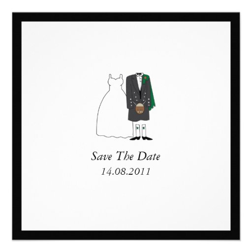 Scottish Kilt Bride & Groom Wedding Save the Date 13 Cm X 13 Cm Square