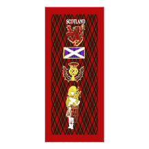 Scottish Lion,Thistle,Flag and Piper on Red Tartan Custom Invite
