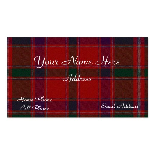 Scottish Tartan Plaid Business Card (front side)