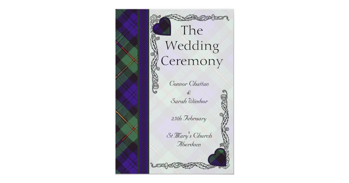 Scottish Tartan Wedding programMacewen Card Zazzle