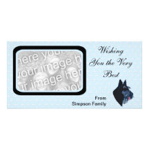 Scottish Terrier - Blue w/ White Diamond Design Photo Cards