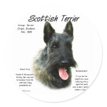 Scottish Terrier (brindle) History Design Round Stickers