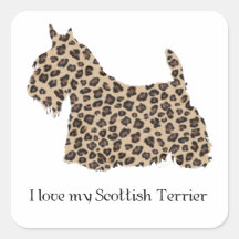 Scottish Terrier Cheetah Print Stickers