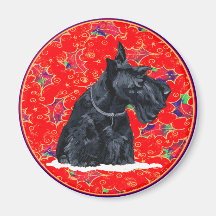 Scottish Terrier Christmas Magnet