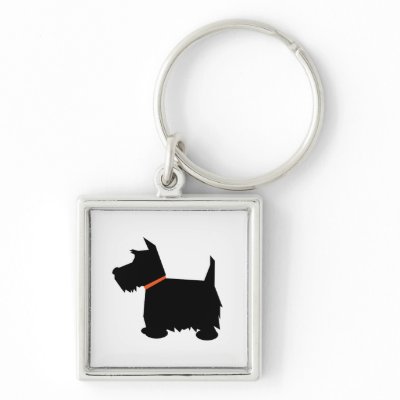 Scottish Terrier dog black silhouette keychain