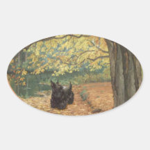 Scottish Terrier Halloween Oval Sticker