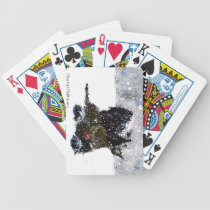 Scottish Terrier in Falling Snow playing cards