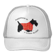 Scottish Terrier in Red Plaid Sweater Mesh Hats