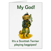 Scottish Terrier Playing Bagpipes Humor  Birthday Cards