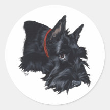 Scottish Terrier Resting Round Sticker
