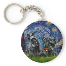 Scottish Terrier (two blk) - Starry Night Keychain