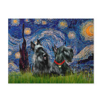 Scottish Terrier (two blk) - Starry Night postcards