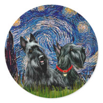Scottish Terrier (two blk) - Starry Night Sticker