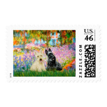 Scottish Terrier (two BW) - Garden Postage Stamps
