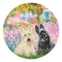 Scottish Terrier (two BW) - Garden Round Stickers