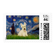 Scottish Terrier (W5) - Starry Night Postage Stamp