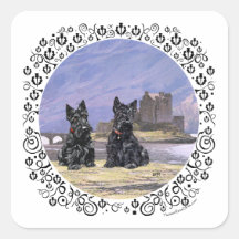 Scottish Terriers at Eileen Donan Castle Sticker